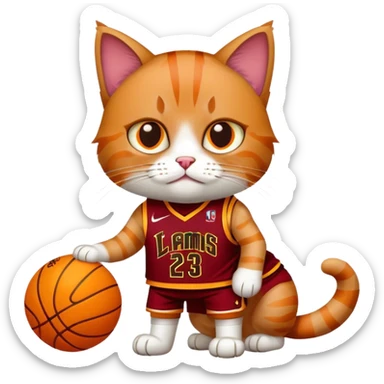 cat wearing lebron james jersey sticker