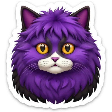 Hairy cat with aubergine sticker
