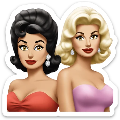 Sofia Loren looking at Jayne Mansfield sticker