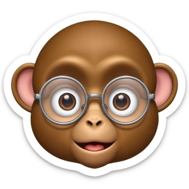 cartoon monkey face with exaggerated rolling eyes and round glasses, combining the essence of 🐵🙄🤓 emojis sticker