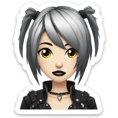 Edgy anime punk gothic girl sticker