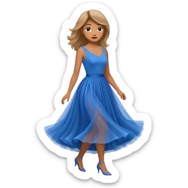 blue dress, isolated, tulle skirt sticker