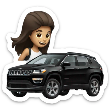 Black jeep compass driven by pretty brunette girl sticker