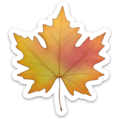 a maple leaf on the ground, autumn colors sticker