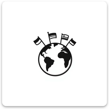 Hand-drawn globe with small country flags from different nations sticking out from the continents sticker