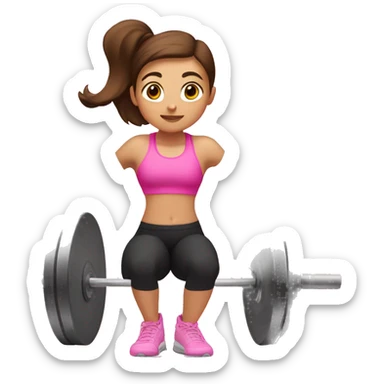 Brown hair girl doing squats at the gym with pink clothes sticker