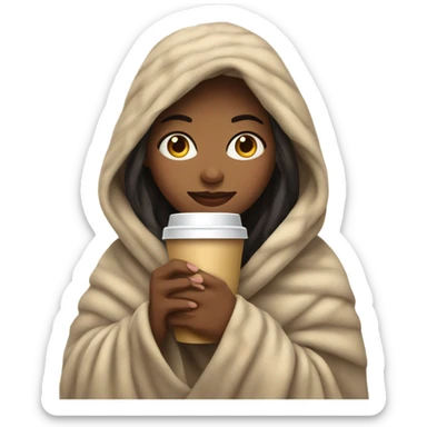 Girl wrapped in blanket sipping coffee sticker
