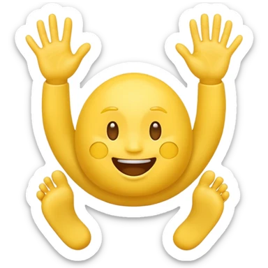 Yellow emoji face with palms on cheeks and feet kicking in air sticker