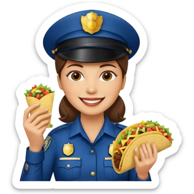 woman police holding taco sticker