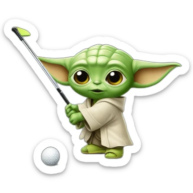 Bébé yoda qui joue au golf sticker