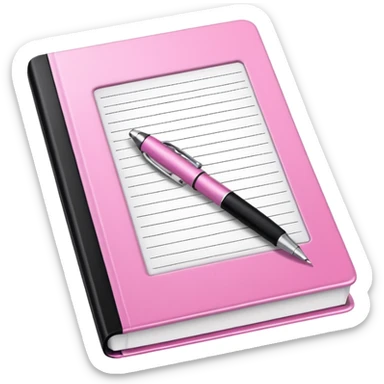 pink book and note pen sticker