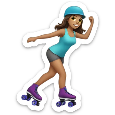 Travel loving roller skating brunette woman sticker