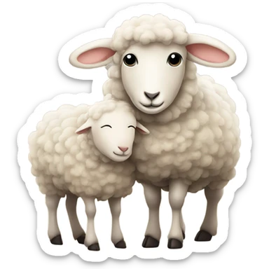 Sheep hugs little sheep sticker