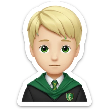 blonde hair boy in Slytherin uniform with green scarf sticker