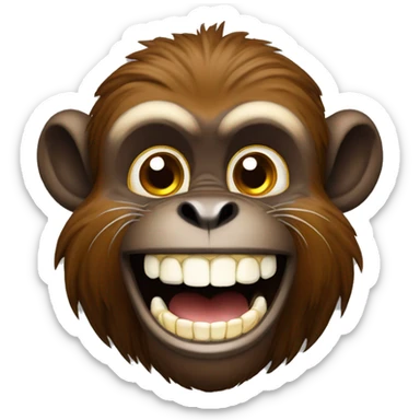 Macaco tipo mico marrom sorrindo com dentes a mostra sticker