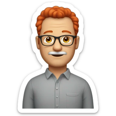 Man with red glasses 60 yo, red hair, no moustache, chubby sticker