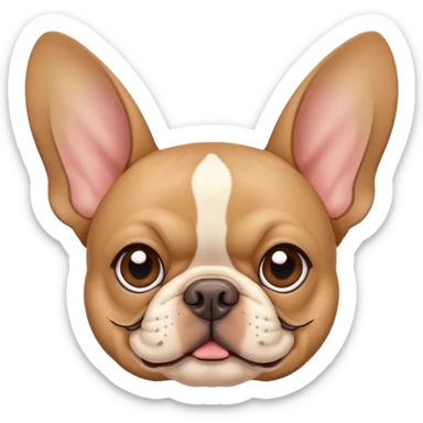 tan french bulldog head with distinctive bat ears and flat nose sticker