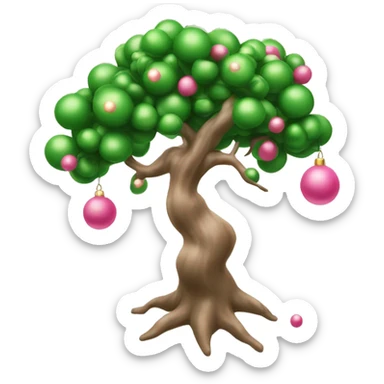 Albero di Natale verde con palline rosa sticker