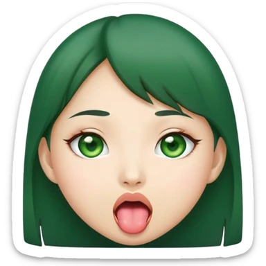 Asian girl with green eyes sticking out tongue sticker