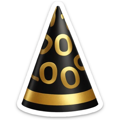 New Year's party hat black gold sticker