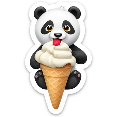Panda eating an ice cream cone  sticker