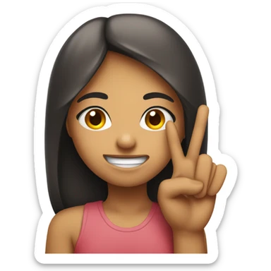 girl emoji with a tounge in between a peace sign  sticker