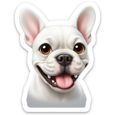 White french bulldog with snaggle tooth sticker