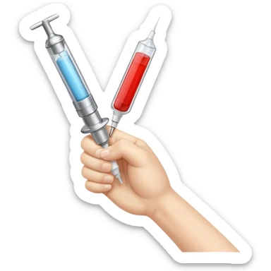 Syringe in closed fist sticker