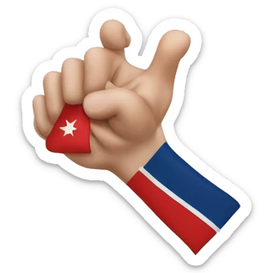 a split thumb emoji with hungry flag color sticker