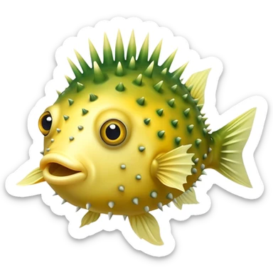 Cute puffer fish that is light yellow and green sticker