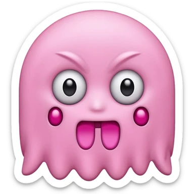 Pink Pacman ghost character with big girl eyelashes sticker