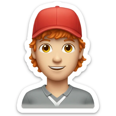 Red haired teenager golfer with hat sticker