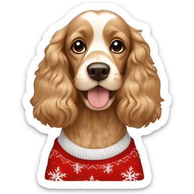 Light brown Cocker spaniel wearing Christmas jumper  sticker