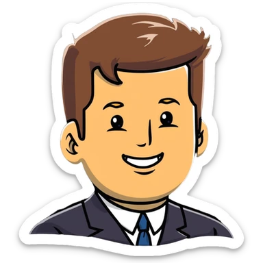 John F Kennedy with his classic smile sticker