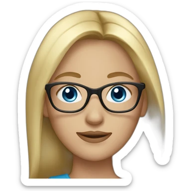 woman with blonde long hair blue eyes and glasses sticker