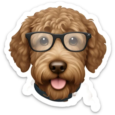 Labradoodle wearing glasses brown sticker