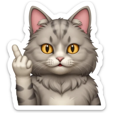 Mean cat sticking middle finger sticker