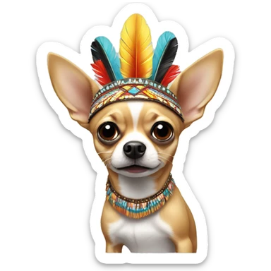 Chihuahua native headdress surprised  sticker