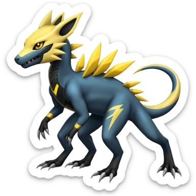Salandit-Manectric-Zeraora-Fakémon-hybrid-creature (full body)  sticker