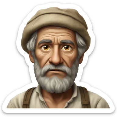 peasant in an old shirt during the 1917 revolution in russia photorealistic serious sticker