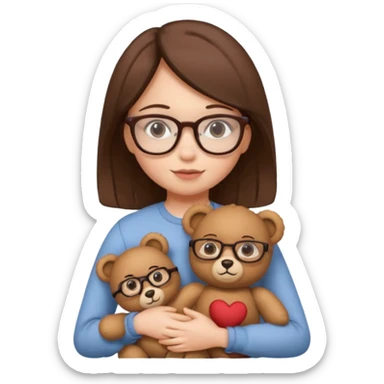  girl with single teddy bear she is wearing glasses bear without glasses  sticker