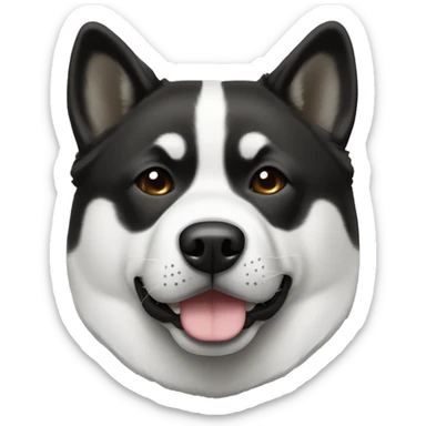 Black and white American Akita with white stripe forehead to tip of nose sticker