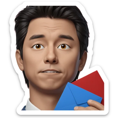 boy with envelope portrait sticker