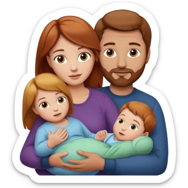 A mother and father with a baby - the mother has reddish-brown hair, father has brown hair and baby has blonde hair sticker