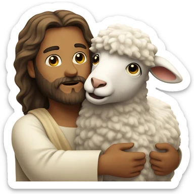 Jesus hugging a little sheep sticker