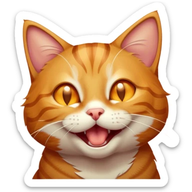 Cinematic Cute Yawning Ginger Tabby Cat Portrait Emoji, Head tilted slightly with a dramatic, wide-open yawn, sleek orange-brown fur with dark tabby stripes, sparkling amber eyes barely open, Simplified yet irresistibly adorable features, highly detailed, glowing with a soft, cozy glow, high shine, relaxed yet expressive, stylized with a touch of whimsy, bright and endearing, soft glowing outline, capturing the essence of a sleepy yet affectionate kitty, so drowsy it feels like it could stretch right out of the screen and curl up for a nap! sticker