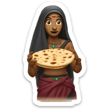 Indian witch eating a naan sticker