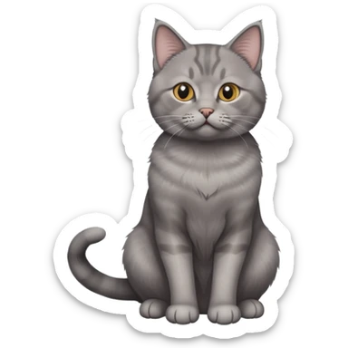 grey scottish cat sitting on his bottom with his hind leg up sticker