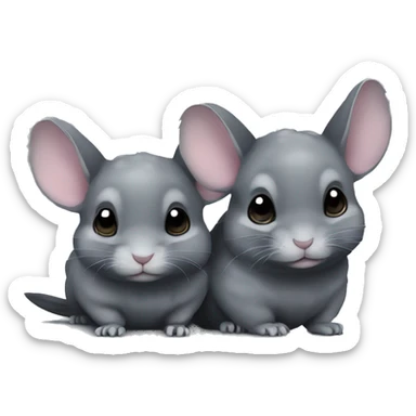 two dark grey chinchillas cuddling side by side sticker