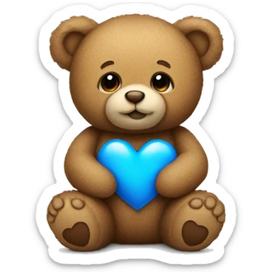 Teddy bear with a blue heart sticker